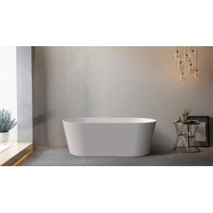 Mia Super Slim Edge Oval Shape Matt White Freestanding Bathtub 1700